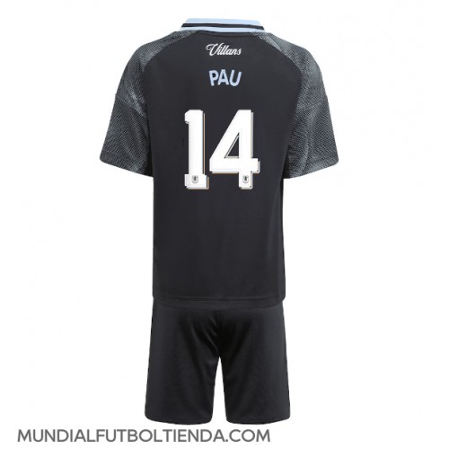 Camiseta Aston Villa Pau Torres #14 Segunda Equipación Replica 2025-26 para niños mangas cortas (+ Pantalones cortos)